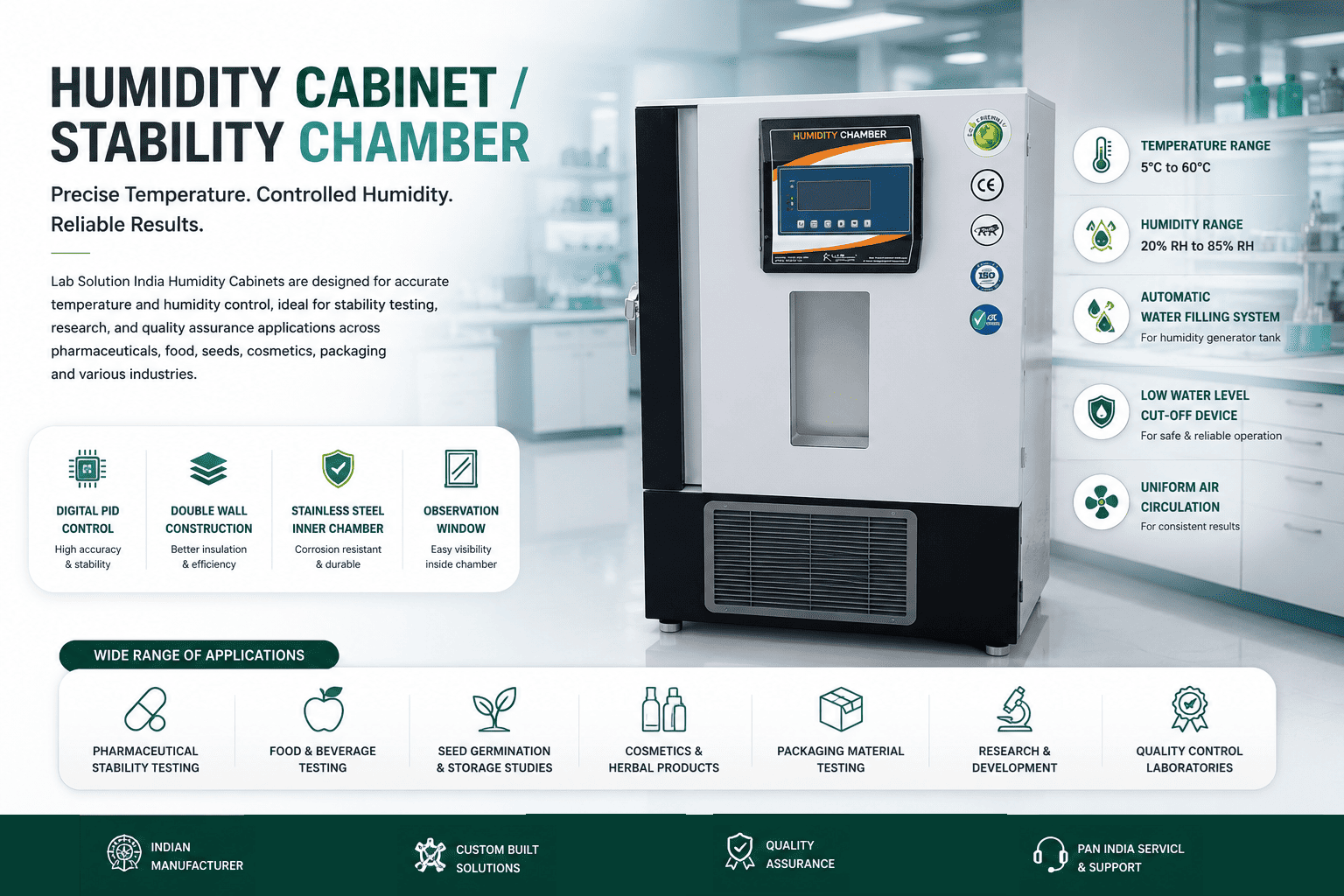 Humidity Cabinet Stability Chamber Manufacturer in India Lab Solution India