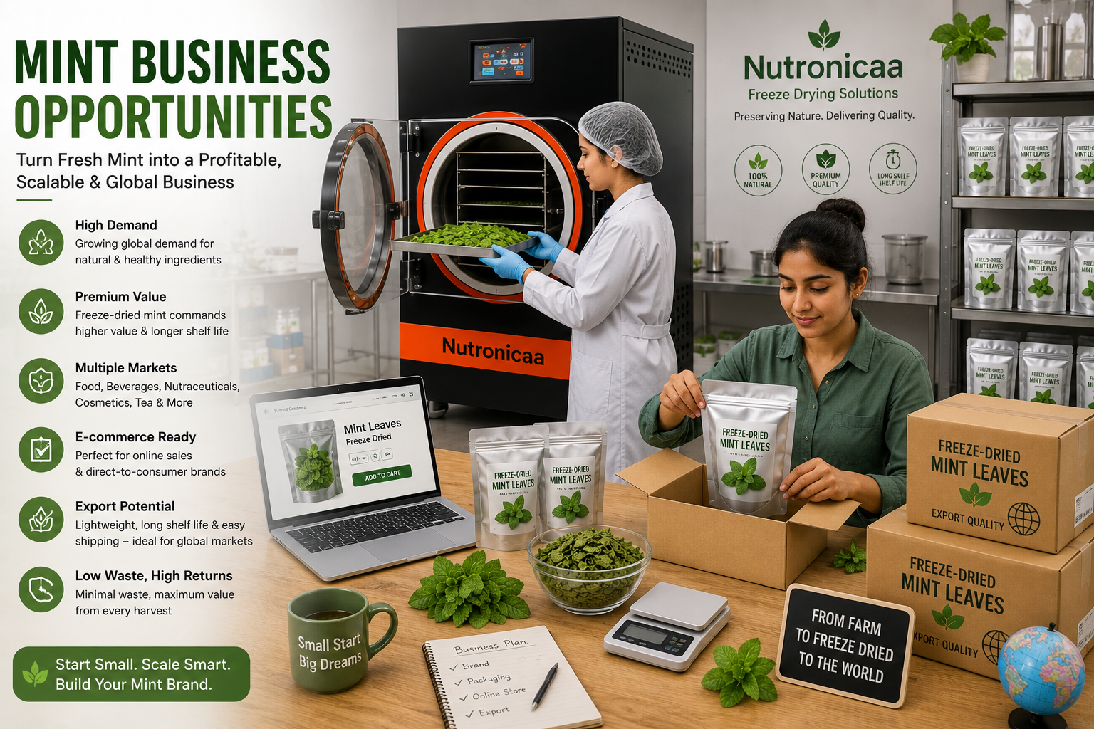 Freeze-dried mint business opportunity for food startups and exporters
