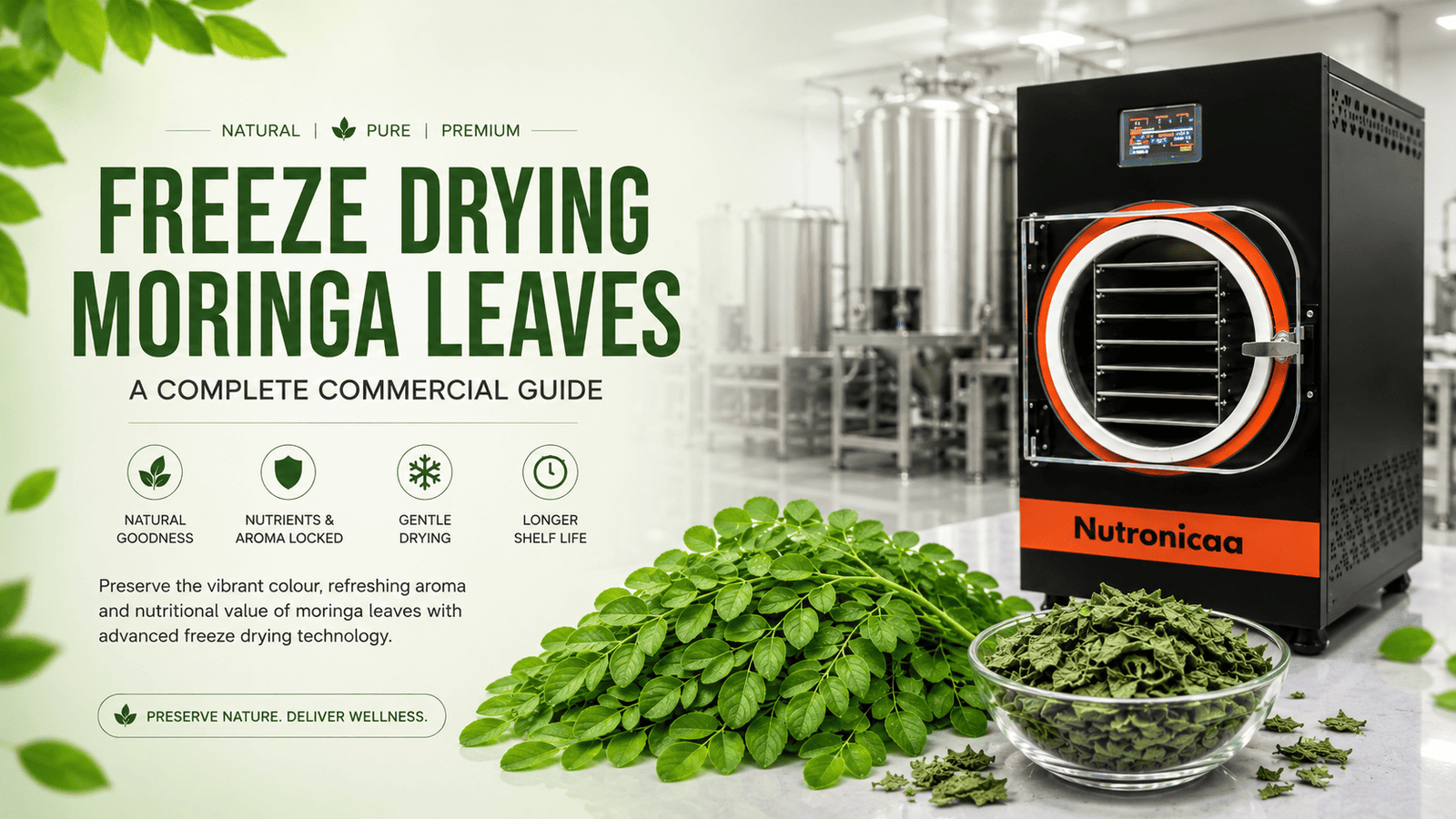 Freeze drying moringa leaves using a commercial freeze dryer